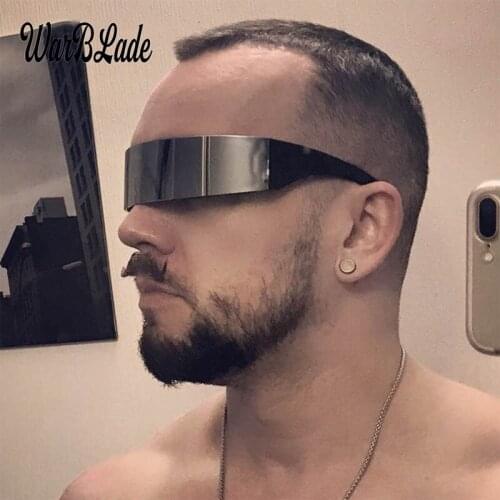 WarBLade 2019 New Hot Ladies Mens Black Frame Wrap Sunglasses One Piece Shades Flat Top Novelty Costume Party Funny Strange