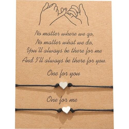 2020 New Love Bracelet European and American Simple Heart Shape Wax Woven Card Couple Sister Bracelet