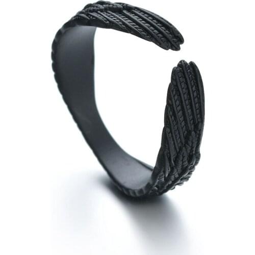 New Trendy Vintage Angel Wings Women Men Rings Retro Open Adjustable Black Engagement Ring Gothic Punk Party Jewelry Gift