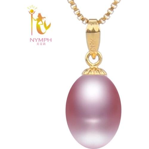 [NYMPH] 18k Yellow Gold Natural Pearl Necklace Pendant Drop Fresh Water Hollow Bead Fine Jewlery Romantic Engagement [D2212]