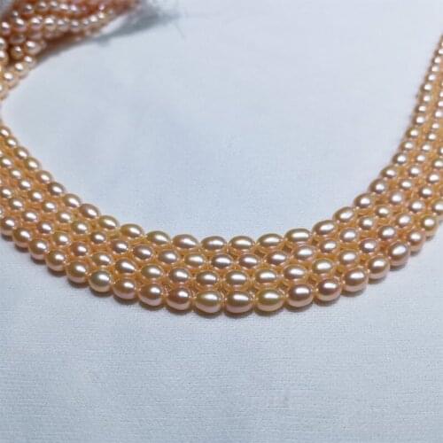 Freshwater Pearl Necklaces Rice Shape with Size 6-7mm Loose Pearl Strands Necklace Quality Aaa for DIY Jewelry