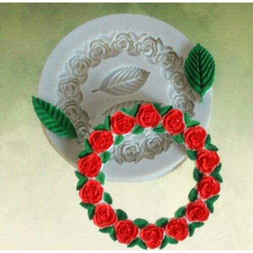 P774 rose wreath silicone fondant mould chocolate mold Kitchen tool