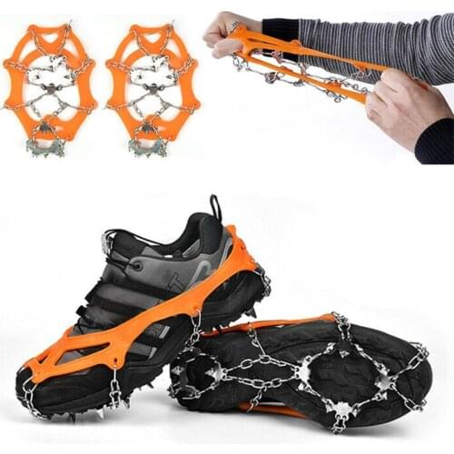 Anti Slip 8-Teeth Ice Shoes Spike Grip Boots Chain Crampons Cleats Crampons Mountaineering Grippers Climbing Winter Hiking G4H0