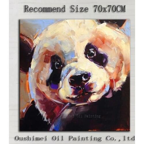 Factory Directly Supply High Quality Modern Colorful Animal Panda Oil Painting On Canvas Handmade Lovely Panda Oil Painting