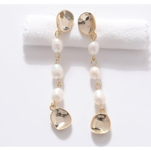 S925 Silver Ear Needle Stud Earrings Baroque Freshwater Irregular Pearl With Brass 14kReal Gold Korea Jewelry for Women HYACINTH