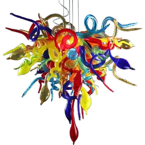 Modern Multi-Color Murano LED Light Fixture E14 Bedroom Kitchen Lamps for Living Room Hand Blown Glass Art Chandelier Lamps