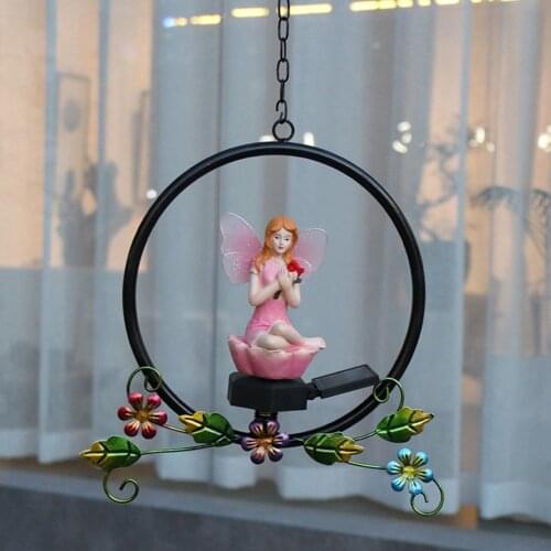 LED Solar Flower Fairy Lights Outdoor Waterproof Pixie Light Hanging Lawn Lamps Resin Craft Yard Art for Home Garden Courtyard