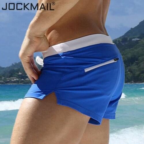 JOCKMAIL 2-Pack Men Swim Trunks Swimming Briefs Homens Maillot Bain Trunks Quick Dry Swimwear Water Gay Men Suit Underpants