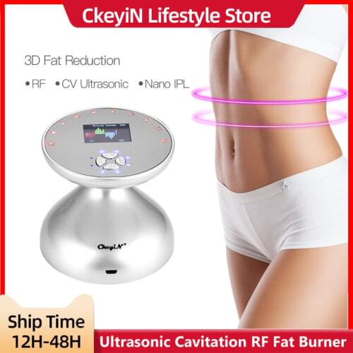 CkeyiN Ultrasonic Cavitation RF Body Slimming Machine Fat Burner Radio Frequency Anti Cellulite Ultrasound Face Tighten Massager