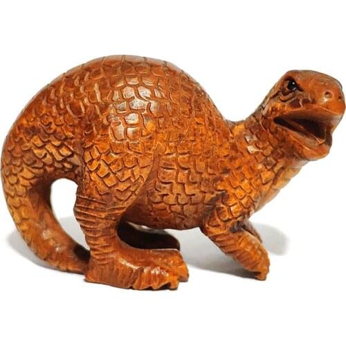 Y6911 - 2" Hand Carved Boxwood Netsuke : Dinosaur