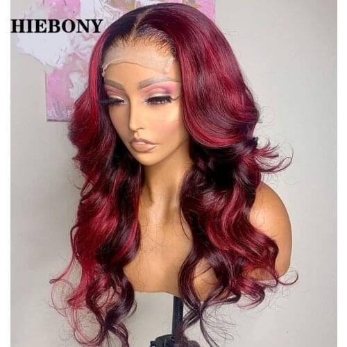 Highlight Red Lace Front Human Hair Wigs with Baby Hair Brazilian Loose Wave 13x6 Highlight Wavy Lace Front Wigs Bleached Knots