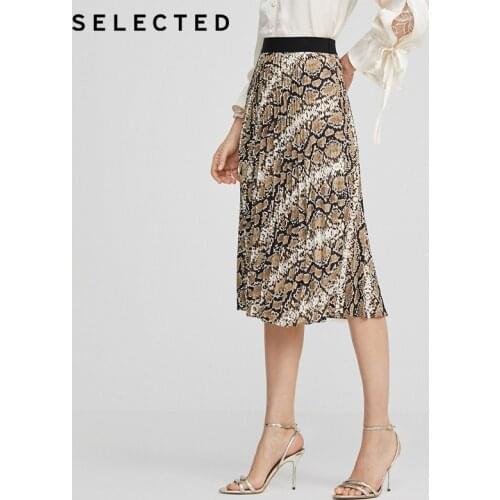 SELECTED Women Snake Floral Pleated Skirt|42014C502