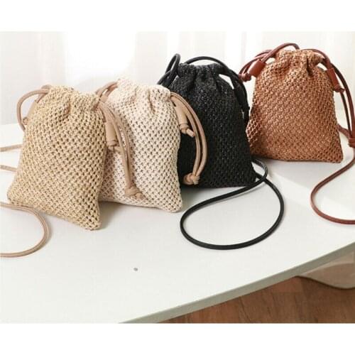 Womens Ladies Straw Bag Retro Rattan Handbag Woven Summer Beach Shoulder Bags