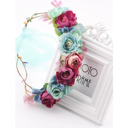 Women Charm Flower Tiara Wedding Floral Headband Hair Accessories Bridal Garland Princess Wreath Girls Crown Headdress party