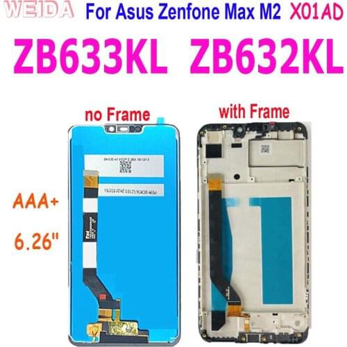 6.26" For Asus Zenfone Max M2 ZB633KL/ZB632KL X01AD LCD Display Touch Screen Digitizer Assembly with Frame For Asus ZB633KL LCD