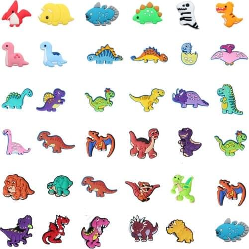 1pcs dinosaur Shoe Charms Accessories Decorations buckle 35Types DIY Combination Jibz for croc Bracelets Kids Party Xmas Gifts