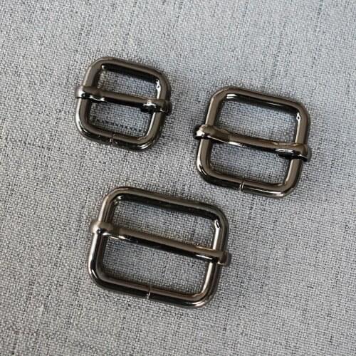10 Pcs/Lot 15mm 20mm 25mm High Quality Gun Black Plated Metal Buckle Adjuster Slider For DIY Dog Collar Sewing Webbing Handbag
