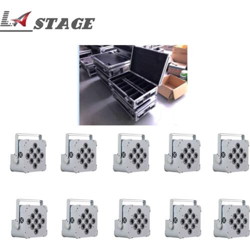 Free Shipping 8pcs/lot Flight Case 9X18W 6in1 Rechargeable Wireless DMX Battery Powered Par Can 2.4G Transceiver LED Stage Light