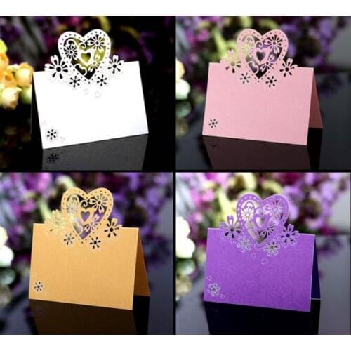 100PCS/LOT Wedding Laser Cut Table Card Party Favor Decor Place Cards Love Heart Hollow Out Table Name 13 Colors Free Shipping