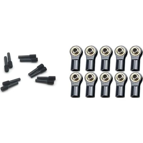 2 Set RC Car Part: 1 Set Metal M4 Link Tie Rod End Ball Joint & 1 Set Steel Hex Adapter Universal Joint Screw Pin M4