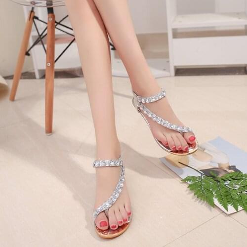 2021 fashion new summer Korean version of pinch rhinestone womens sandals, students' shoes, toe sandals, wedge shoes