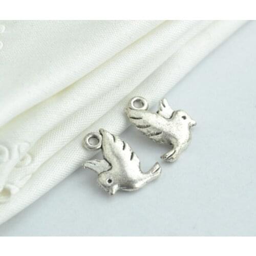 30 pcs Antique Silver Plated Zinc Alloy Birds Charms Pendants for Jewelry Making DIY Handmade Craft D518