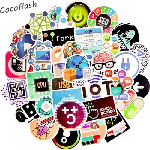 50Pcs/set Internet Java Cartoon Waterproof Stickers For Motorcycle Guitar Laptop Skateboard PVC Waterproof Graffiti Stickers