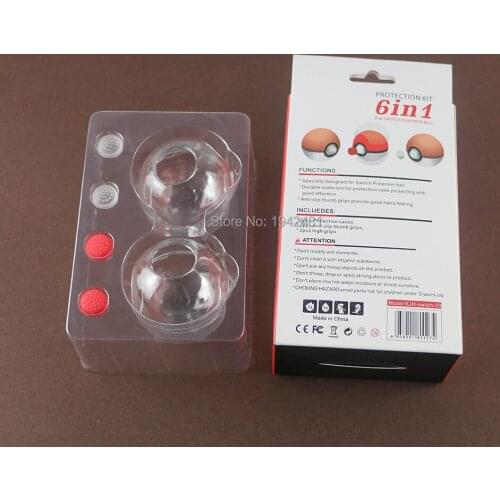 6sets/lot 6 in 1 Protection Kit 2pcs Crystal Case & 4pcs thumb stick Cap for Nintendo Switch NS Poke Ball Plus Accessory