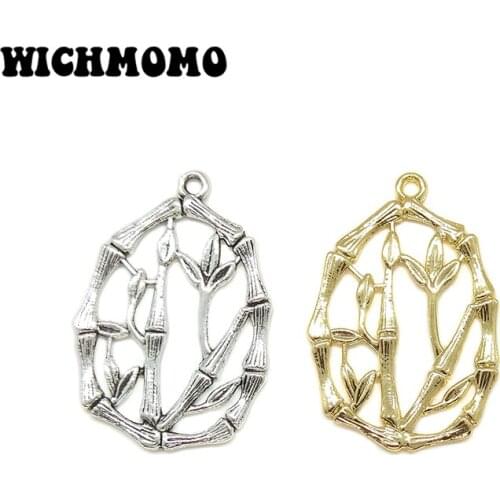 2019 New Fashion 6pieces 34*23mm Retro Zinc Alloy Round Bamboo Charms Pendant for DIY Necklaces Earrings Jewelry Accessories