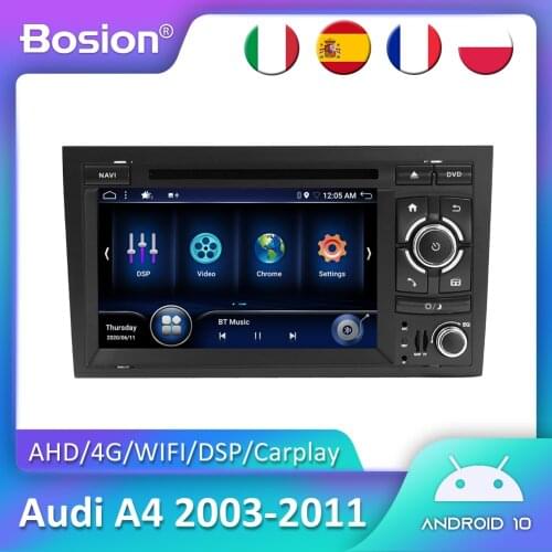 Bosion Android 10 Car DVD Radio Multimedia Player For Audi A4 2003-2011 GPS Navigation IPS Screen DSP Carplay 2 DIN autoradio