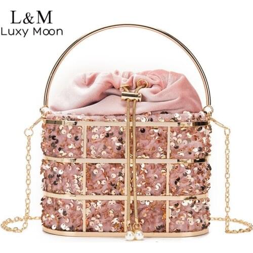 Hollow Out Metal Clutch Purse Bag Women Sequin Evening Bag Pearl Luxury Designer Handbag Mini Lady Dinner Party Hand Bag X554H