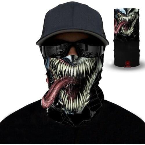 3D Ghost Skull Bandana Neck Gaiter Head Shield Summer Hiking Scarves Tube Balaclava Scarves Breathable Sun Guard Headband Scarf