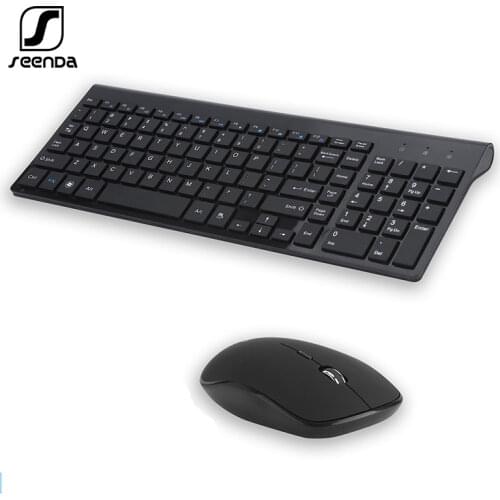 SeenDa 2.4G Wireless Silent Keyboard Mouse Comb Russian /Spanish Full-size Keyboard Set For Notebook Laptop Desktop PC