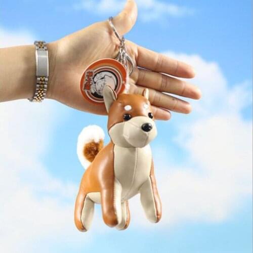 Cute Husky Dog PU Leather Keychain Fashion Women Handbag Pendant Bag Accessories Key Holder Chain Keyring For Handbag Chram