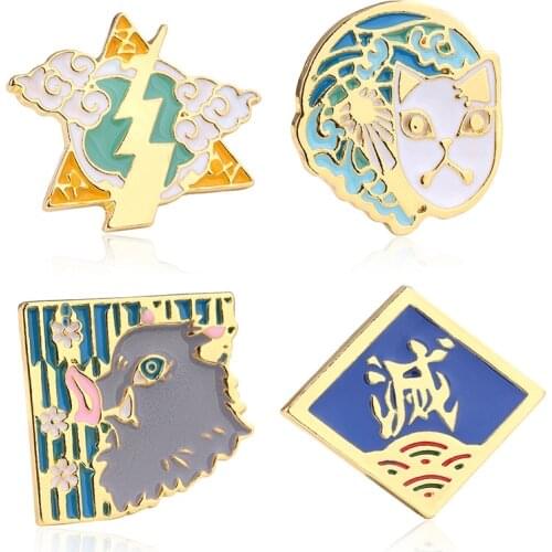 RJ Anime Demon Slayer Kimetsu No Yaiba Brooch Kamado Tanjirou Nezuko Agatsuma Zenitsu Tomioka Giyuu Hashibira Inosuke Enamel Pin