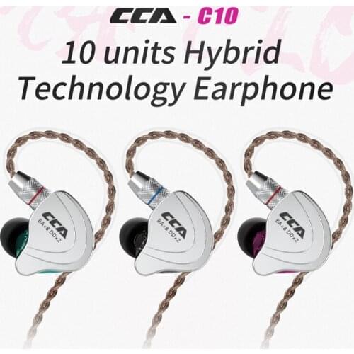 CCA C10 4BA+1DD 10mm Unit Hybrid 0.78 2PIN In Ear Earphone HIFI DJ Monitor Running Sport Earphones Headset Earbuds 3.5mm Jack