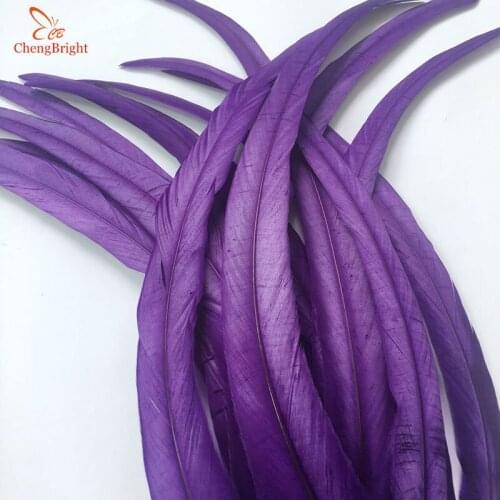 ChengBright Wholesale 100PCS 14-16inch Purple Rooster tail Feathers For Decoration Craft Feather Christma Diy Pheasant Feather
