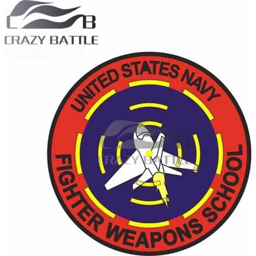 Crazy Battle 13cm x 13cm US Navy Fighter Weapons School Car Stickers Creative Personality Scratch-Proof Bumper Decal for VAN