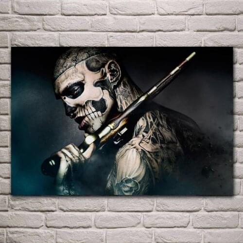 Freak sugar skull tattoo man portrait KB927 living room home wall modern art decor wood frame fabric posters prints