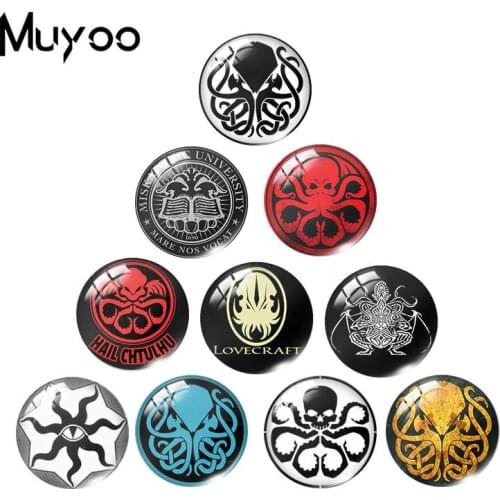 2019 New Cthulhu Symol Hydra Glass Dome Cabochon Cthulhu Emblem Cabochons Hand Craft Photo Jewelry