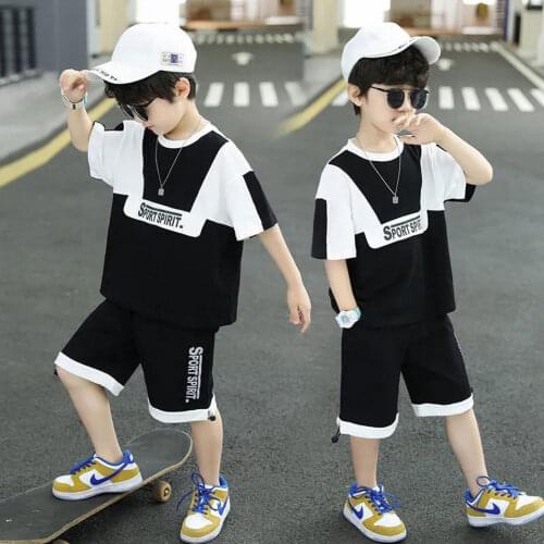 Kids Fashion 2 Colors t-shirt +Short Pant Set Summer Handsome Teen Boys Outfit For 3T 4 5 6 7 8 9 10 12 Y Baby Boy Clothing Set