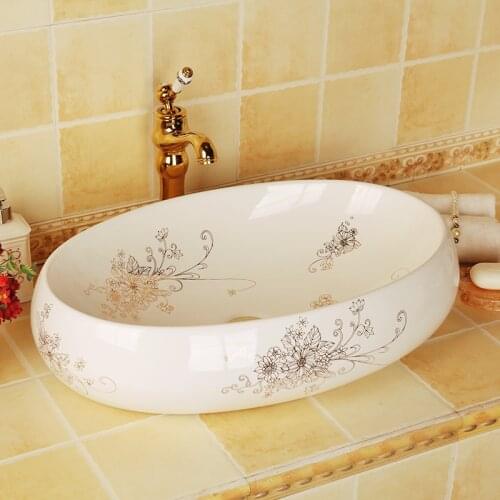 Bathroom Cloakroom Ceramic Counter Top Wash Basin Sink Washing basins wash art basin oval shape Bathroom Sink Basin