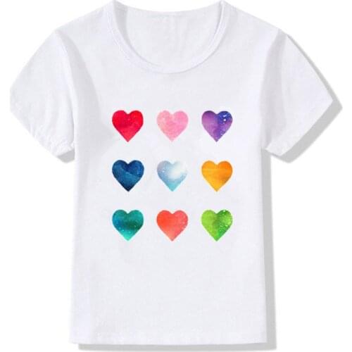 Baby Boys Girls Summer T-shirt Kid Cartoon Heart Tops Tees T Shirt Tshirt Size 1-12 Year Children Clothing