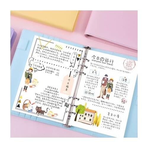 Macaron Color 6 Ring Binder Notebook A5 A6 Spiral Notebook Lined/Blank/Dotted/Grid/Planner Paper Leather Notebook