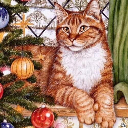 Meian 2020 Cat Cross Stitch Embroidery Kit 11CT Christmas gift Cotton Thread Painting DIY Needlework DMC New Year Home Christmas
