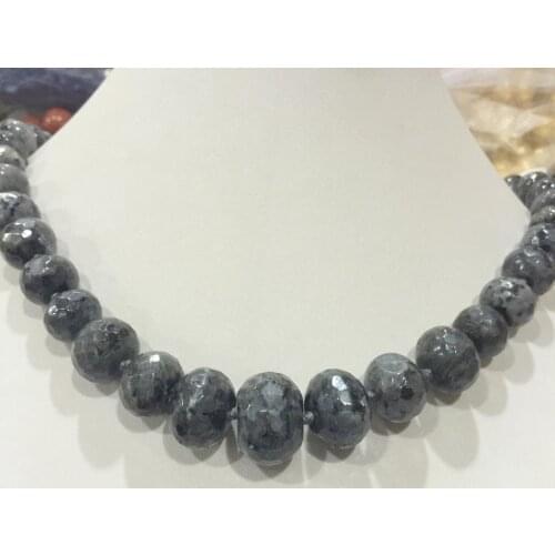 Genuine Graduated Faceted 10-19mm 100% natural labradorite gem necklace 18"