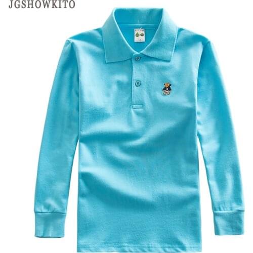 Little Kids Clothes Polo Shirts Outfits Cartoon Embroidery Autumn Boys Shirts Long Sleeve Polo Shirt Teenagers School Tops