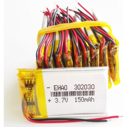Wholesale 10 pcs 3.7V 150mAh Lithium Polymer LiPo Rechargeable Battery 302030 For Mp3 MP4 GPS PSP bluetooth speaker DVD vedio