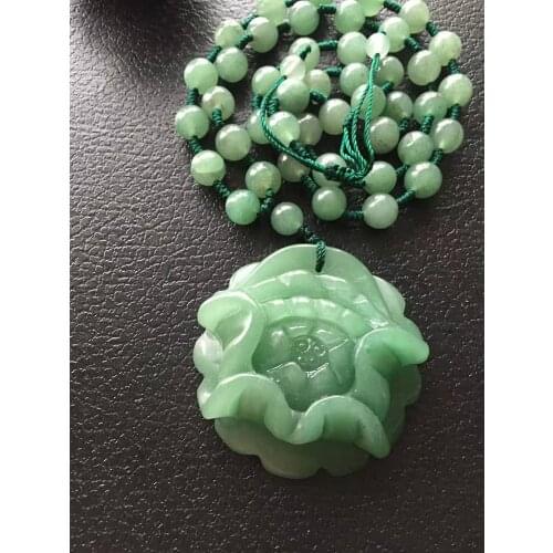 Natural Myanmar jade Hand-Carved green jade pendant necklace women rose necklaces pendants jadeite jade jewelry