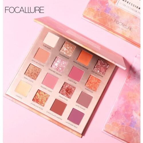 FOCALLURE 16 colors Sunrise Glitter Eye Shadow Palette Easy Wear Matte Pigmented Eye Shadow Powder Makeup Eyeshadow Pallete